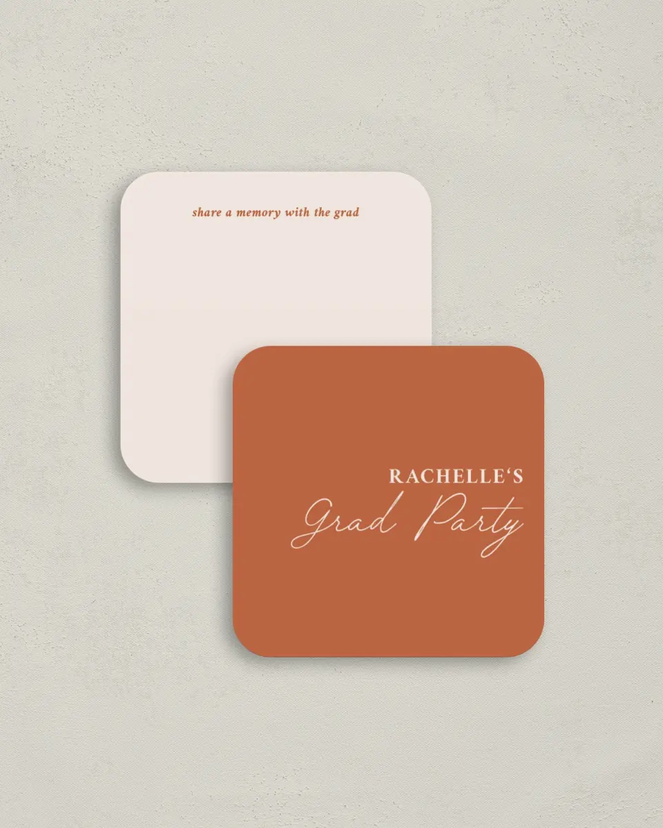 This is a 3¼" x 3¼" Share a Memory Card called Wholesome Grad printed in full color on Luxe Satin (coated) paper