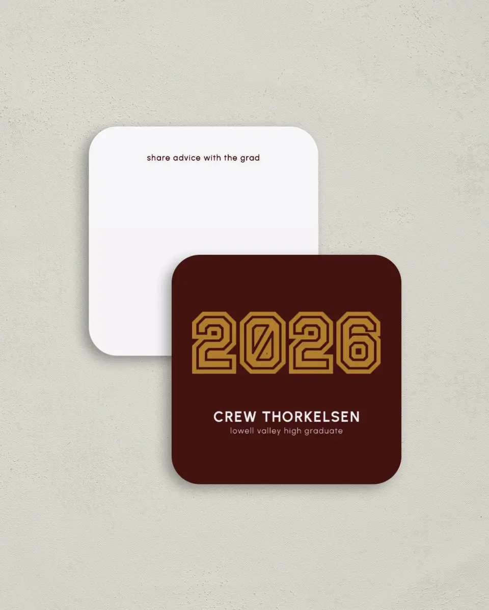 This is a 3¼" x 3¼" Advice Card called Competitive Nature printed in full color on Luxe Satin (coated) paper