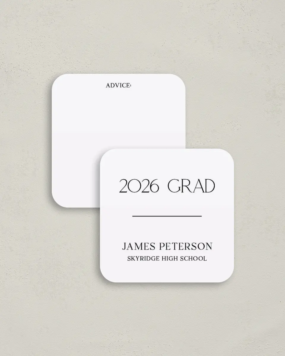 This is a 3¼" x 3¼" Advice Card called Most Classic printed in full color on Luxe Satin (coated) paper
