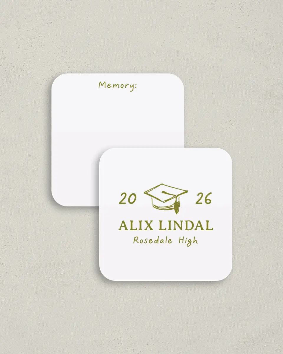 This is a 3¼" x 3¼" Share a Memory Card called Grad Frame Art printed in full color on Luxe Satin (coated) paper