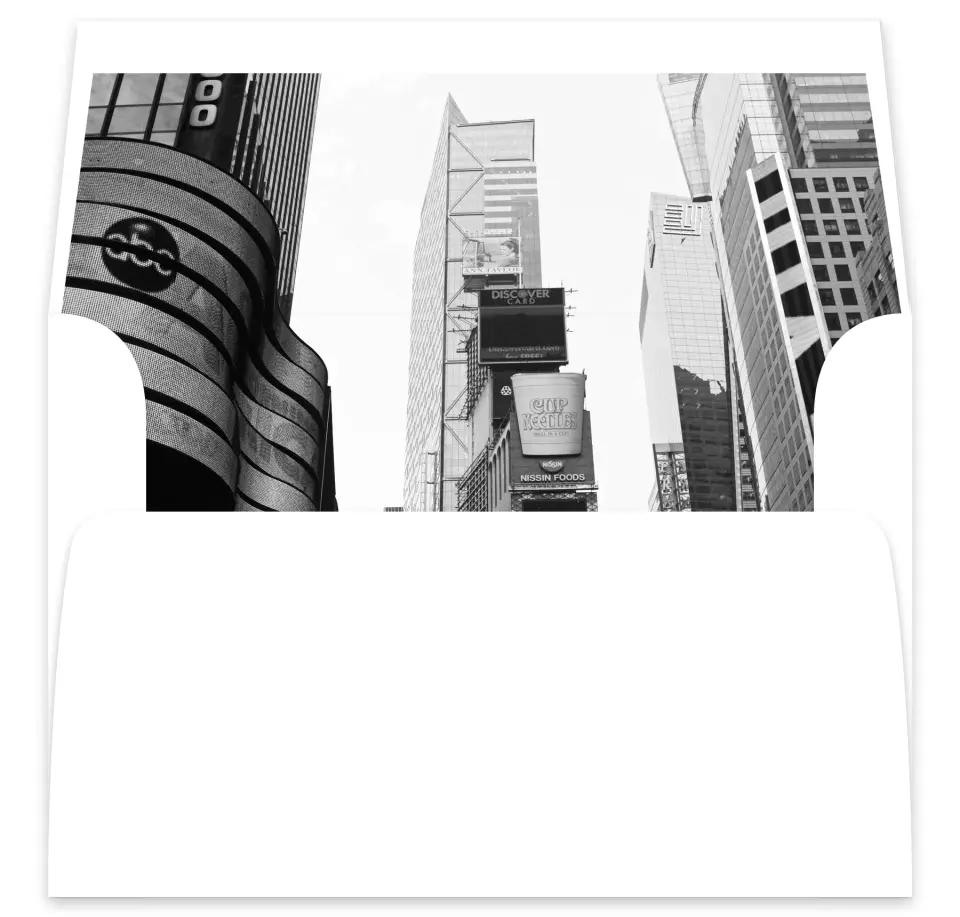 This is a  7⅝" x 7⅞" Envelope Liners (ELA) called Classic New York printed in full color