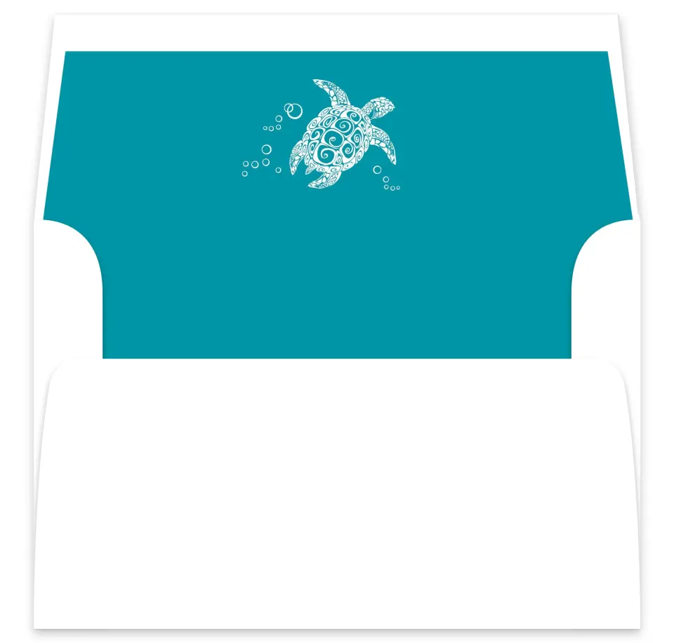 This is a  7⅝" x 7⅞" Envelope Liners (ELA) called Hawaiian Turtle printed in full color