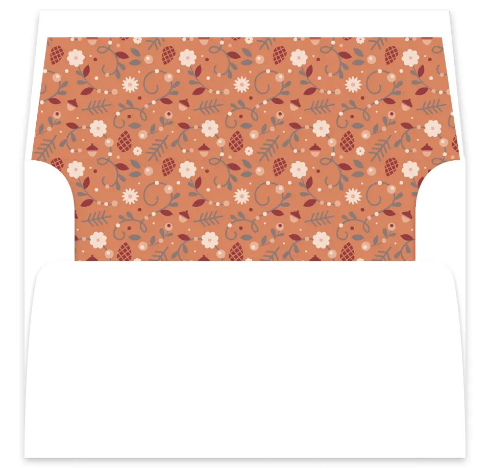 This is a  7⅝" x 7⅞" Envelope Liners (ELA) called Fall Treasures printed in full color