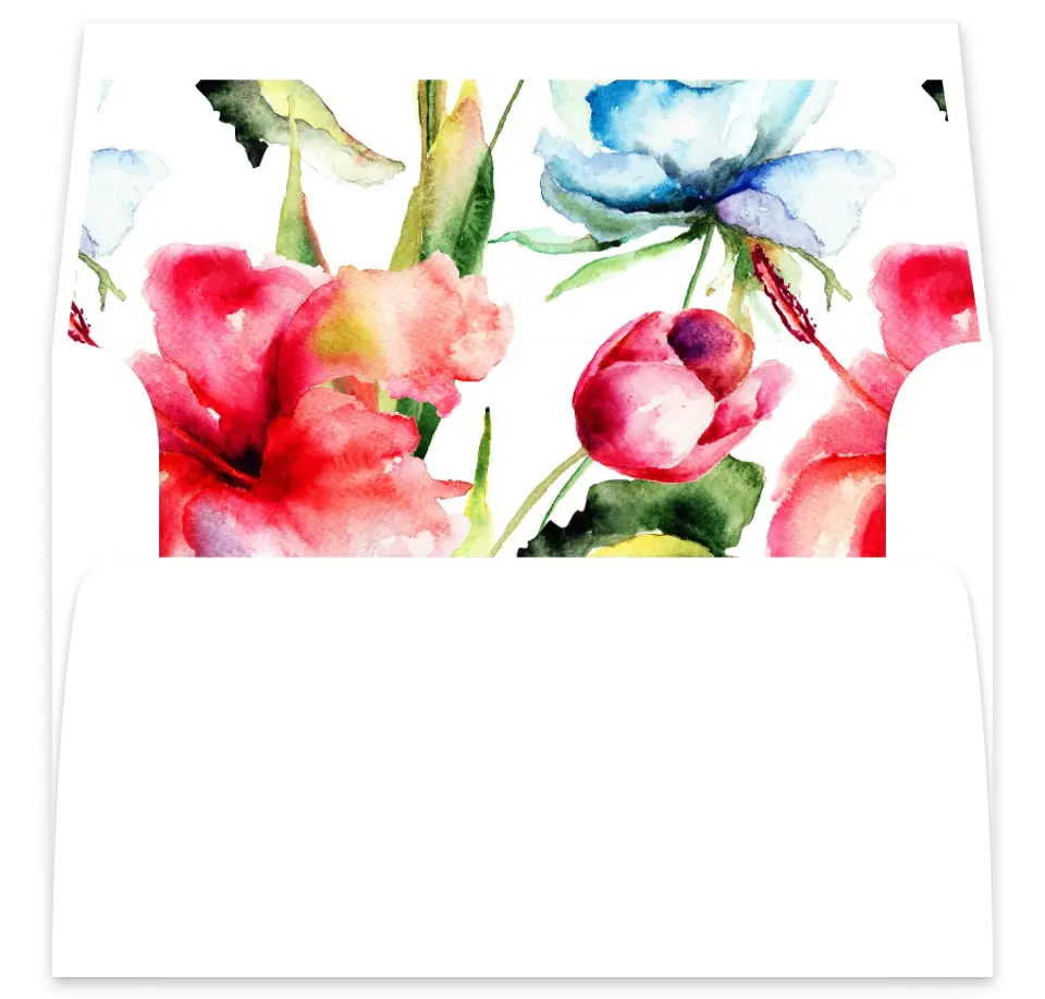 This is a  7⅝" x 7⅞" Envelope Liners (ELA) called Floral Watercolor printed in full color
