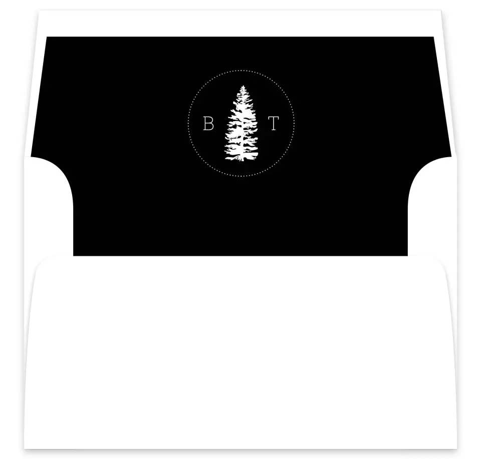 This is a  7⅝" x 7⅞" Envelope Liners (ELA) called Splendid Pines printed in full color