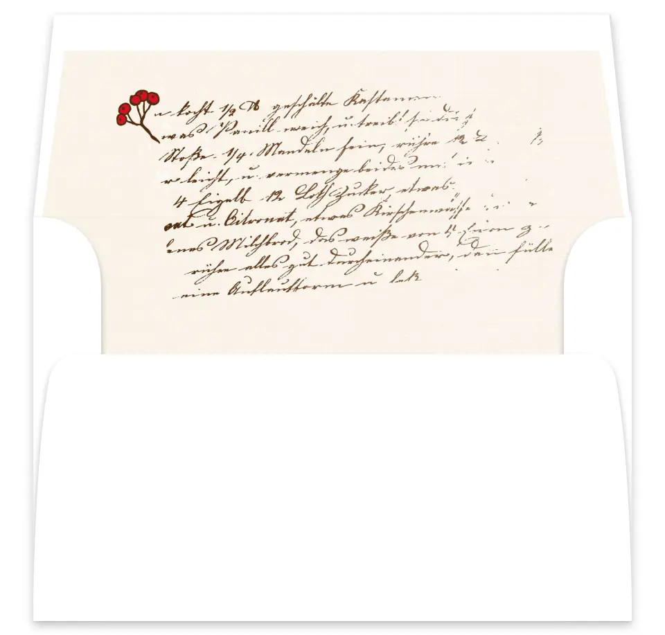 This is a  7⅝" x 7⅞" Envelope Liners (ELA) called Winter Berries printed in full color