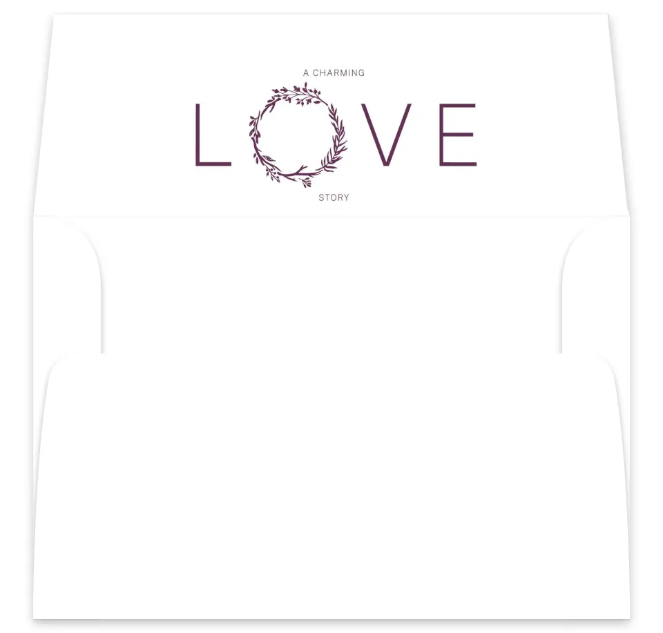 This is a  7⅝" x 7⅞" Envelope Liners (ELA) called Charming Love Story printed in full color