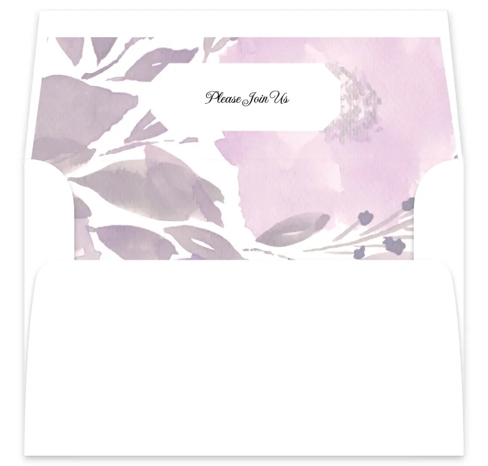 This is a  7⅝" x 7⅞" Envelope Liners (ELA) called Violet Watercolor printed in full color