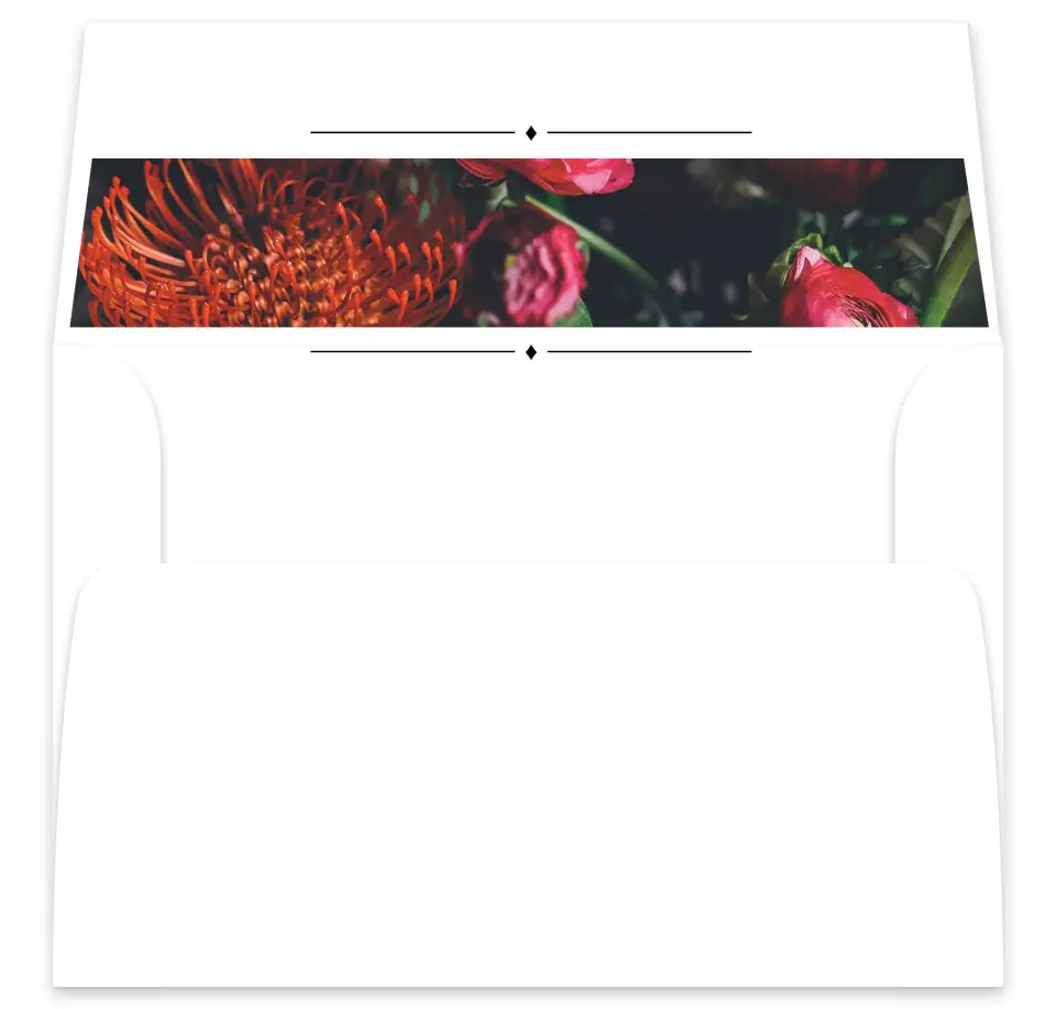 This is a  7⅝" x 7⅞" Envelope Liners (ELA) called Lush Botanicals printed in full color