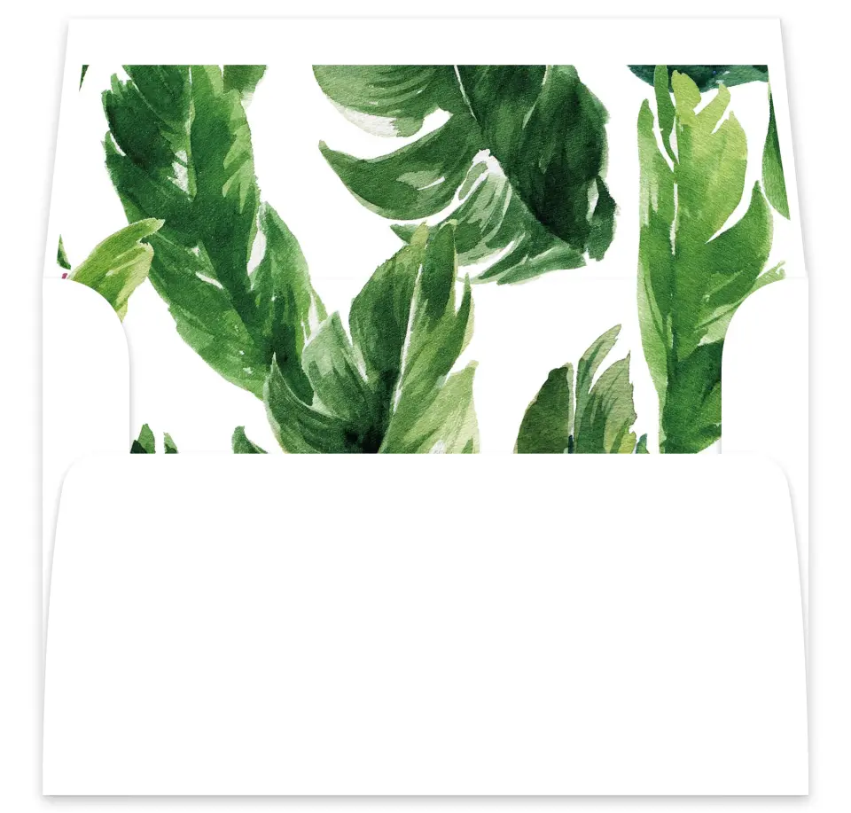 This is a  7⅝" x 7⅞" Envelope Liners (ELA) called Beach Palms printed in full color