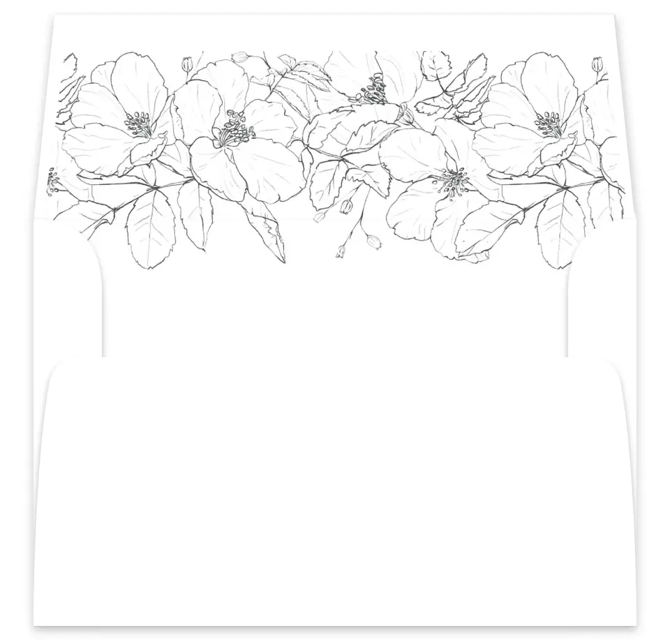This is a  7⅝" x 7⅞" Envelope Liners (ELA) called Hibiscus Hideaway printed in full color