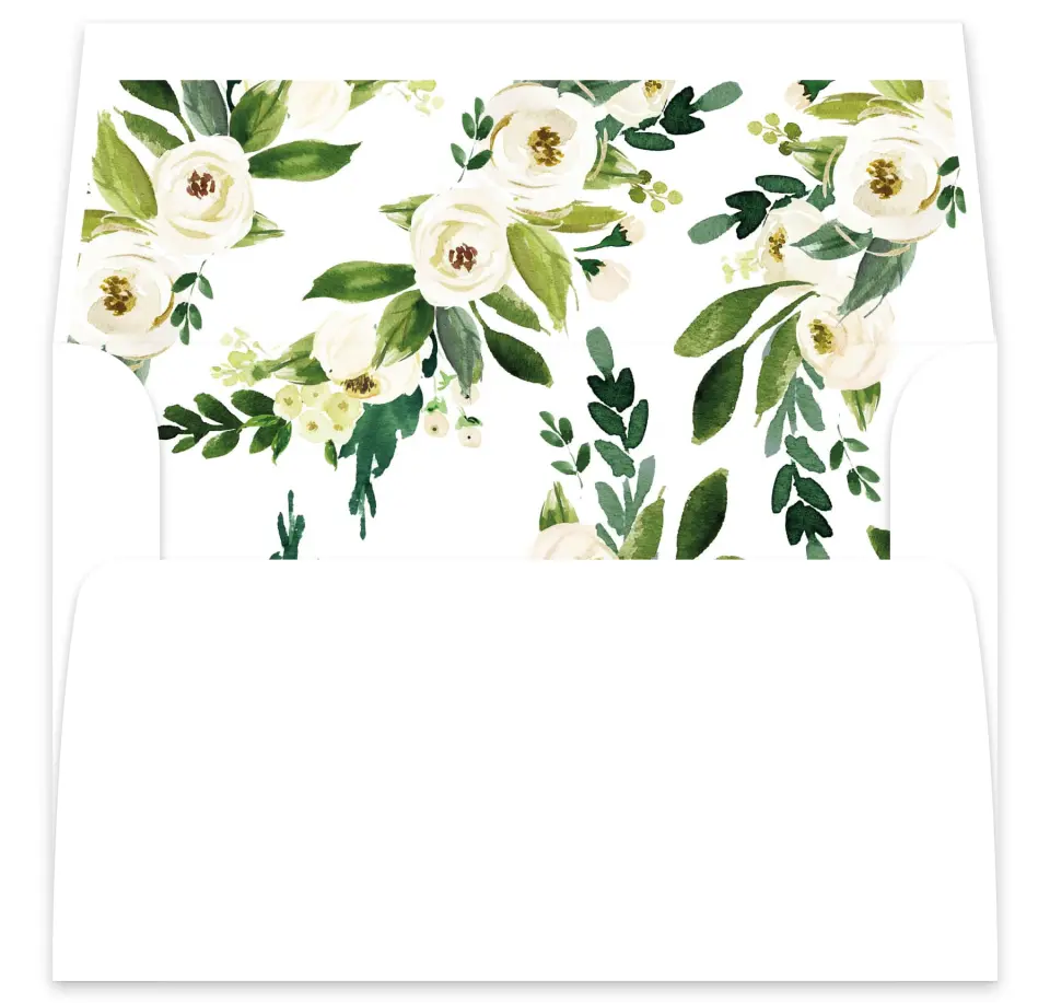 This is a  7⅝" x 7⅞" Envelope Liners (ELA) called Wedding Florals printed in full color