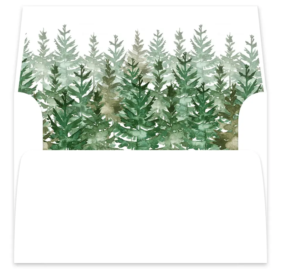 This is a  7⅝" x 7⅞" Envelope Liners (ELA) called Ethereal Evergreens printed in full color