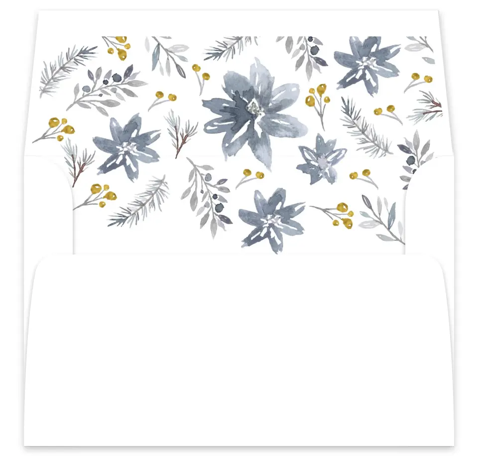 This is a  7⅝" x 7⅞" Envelope Liners (ELA) called Winter Floral printed in full color
