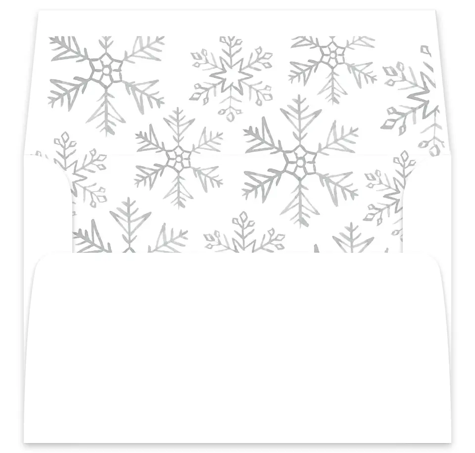 This is a  7⅝" x 7⅞" Envelope Liners (ELA) called Sweet Snowflakes printed in full color