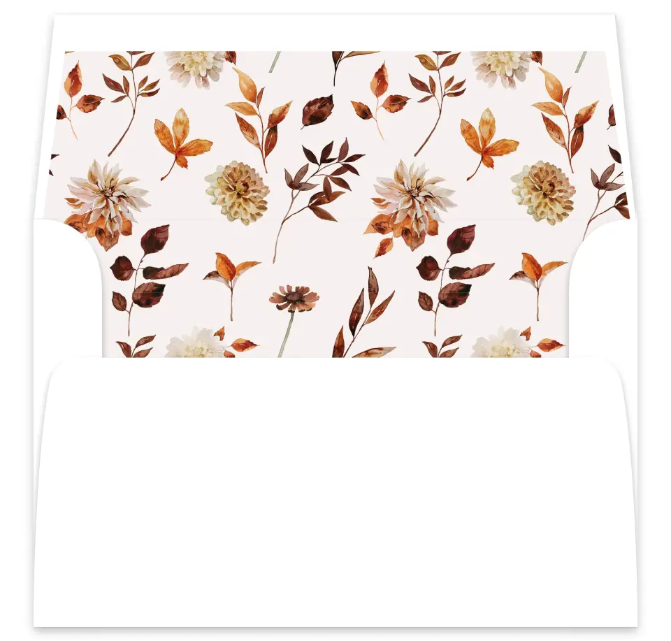 This is a  7⅝" x 7⅞" Envelope Liners (ELA) called Autumn Florals printed in full color