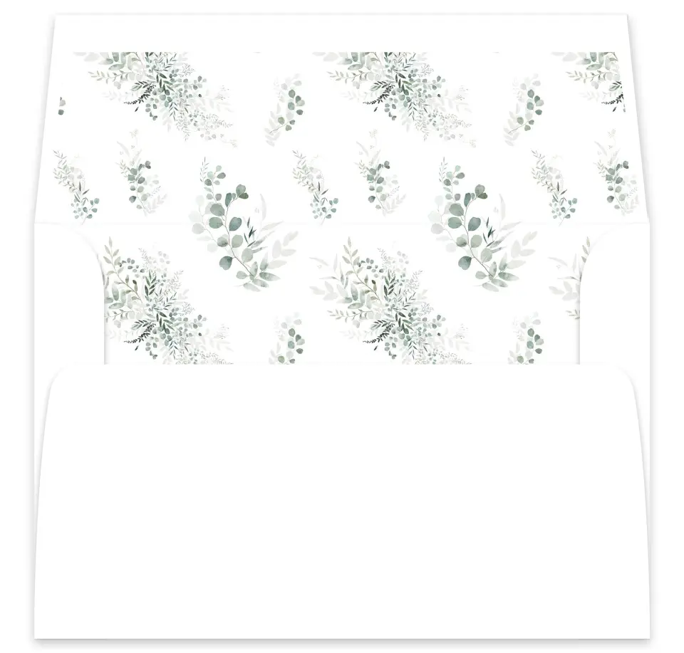 This is a  7⅝" x 7⅞" Envelope Liners (ELA) called Elegant Greenery printed in full color