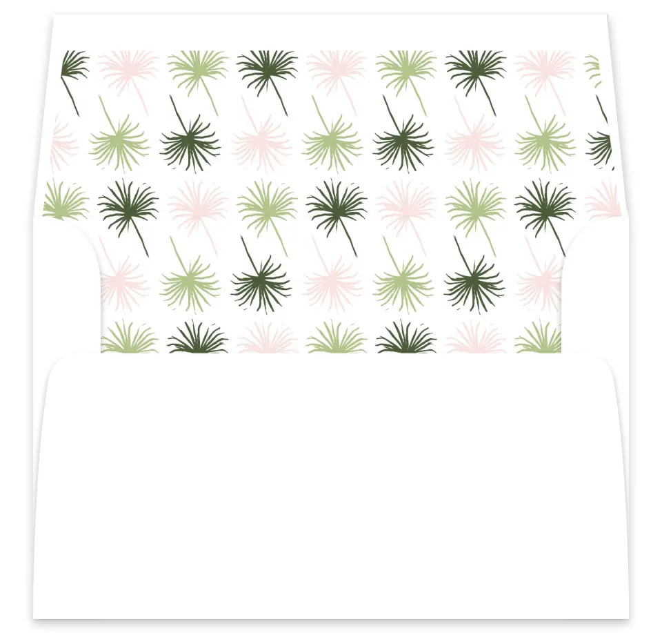 This is a  7⅝" x 7⅞" Envelope Liners (ELA) called Palm Paradise printed in full color