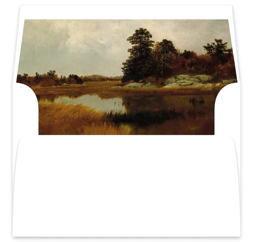 This is a  7⅝" x 7⅞" Envelope Liners (ELA) called Autumn Vow printed in full color