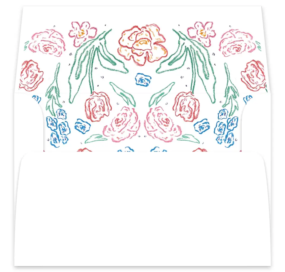This is a  7⅝" x 7⅞" Envelope Liners (ELA) called Whimsy Love printed in full color