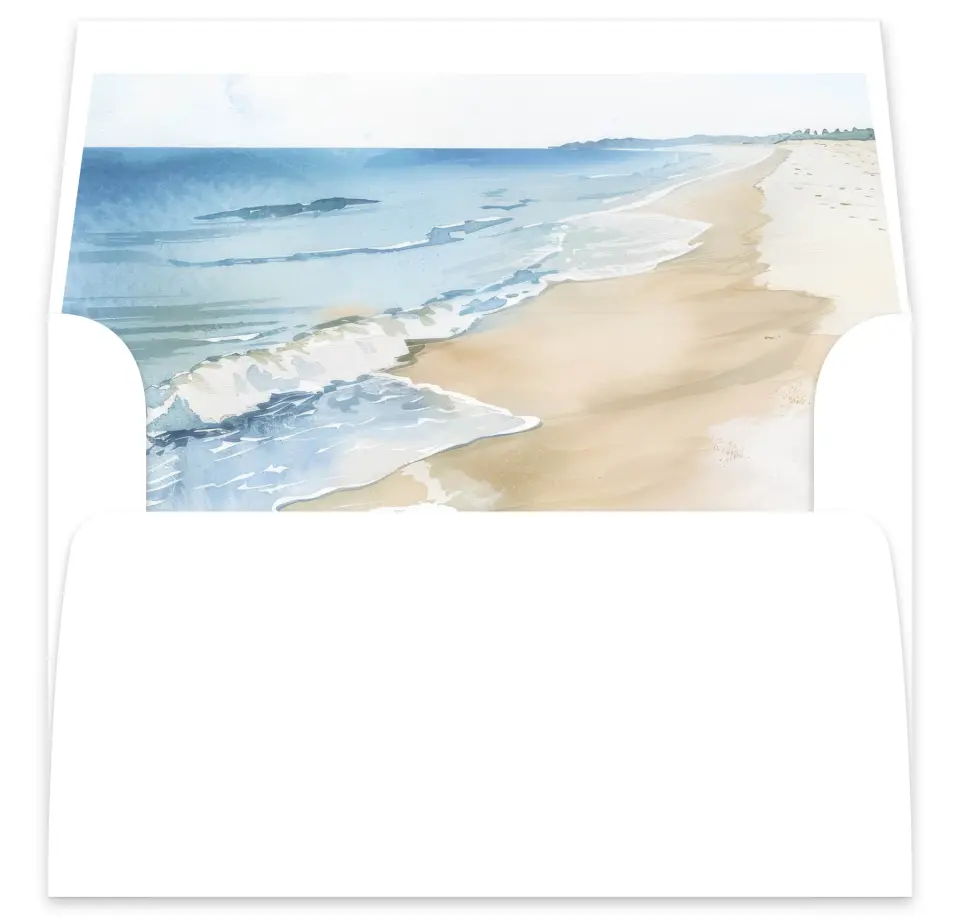 This is a  7⅝" x 7⅞" Envelope Liners (ELA) called Seaside Serenade printed in full color