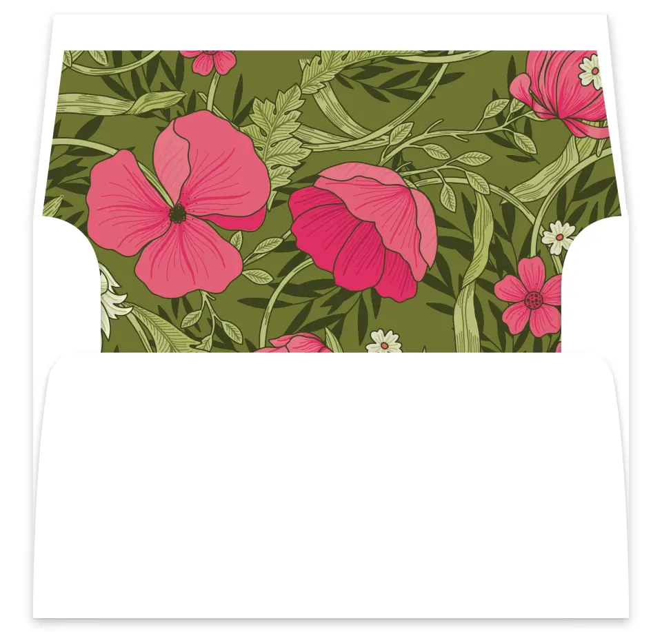 This is a  7⅝" x 7⅞" Envelope Liners (ELA) called Nouveau Romance printed in full color