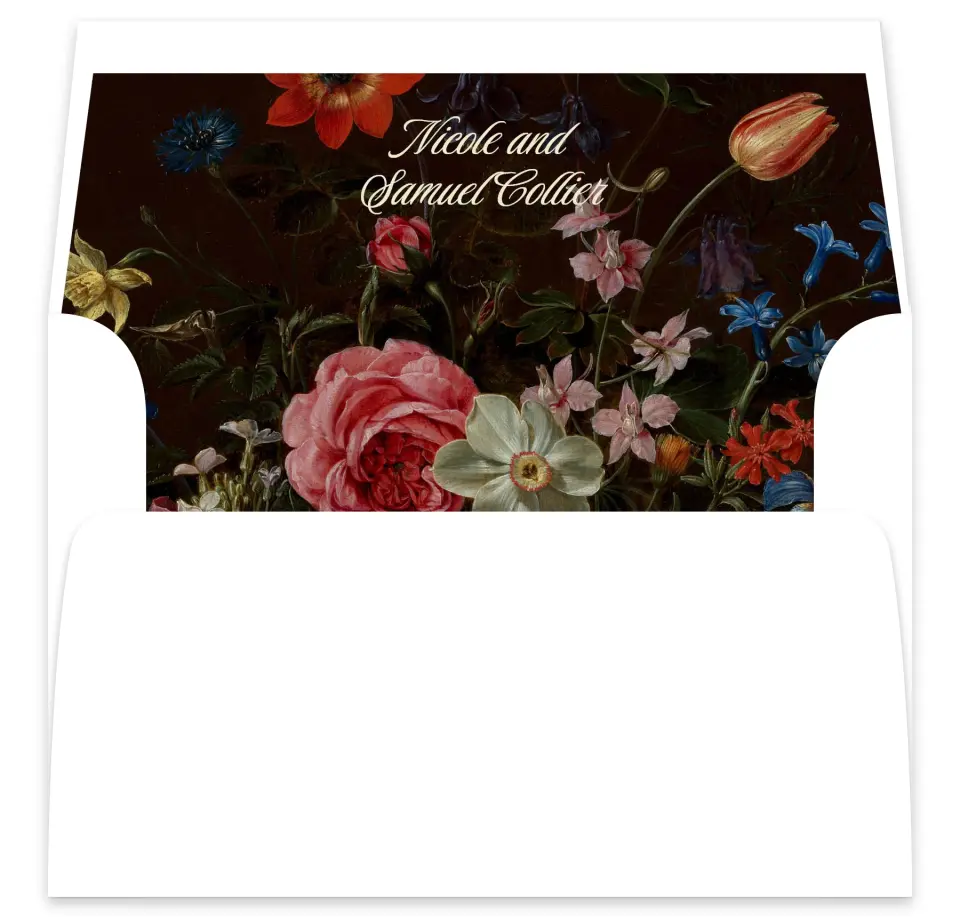 This is a  7⅝" x 7⅞" Envelope Liners (ELA) called Bloom & Crest printed in full color