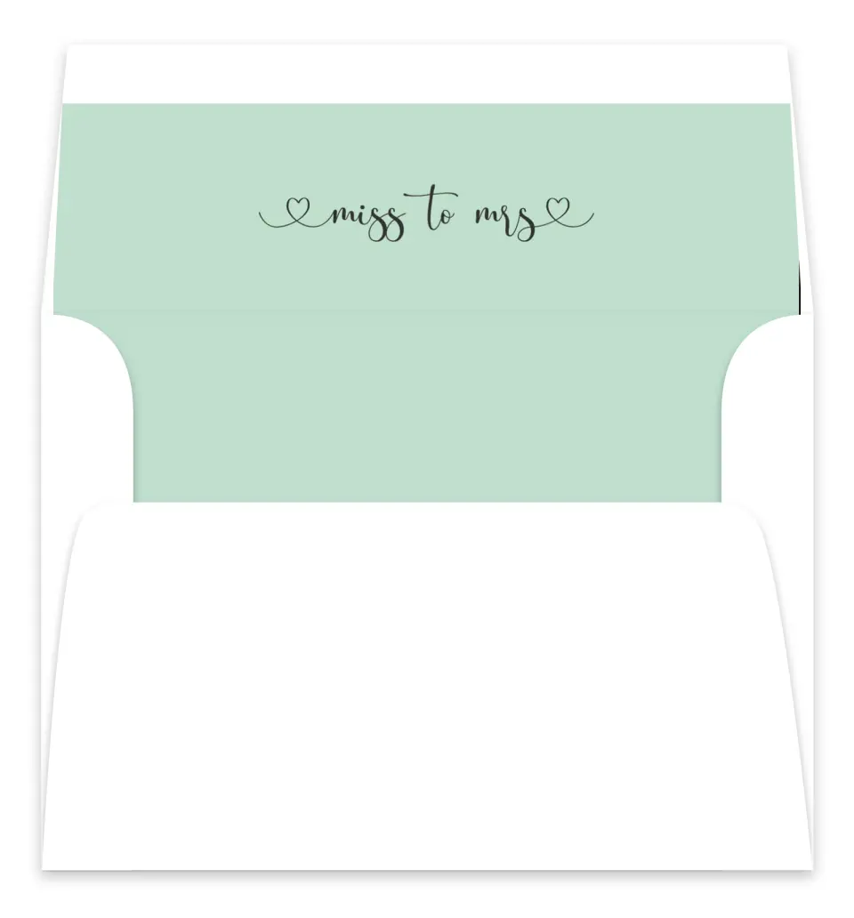 This is a Envelope Liners for 5 x 7 Card Envelope Liner called Soon To Be Mrs. printed in full color