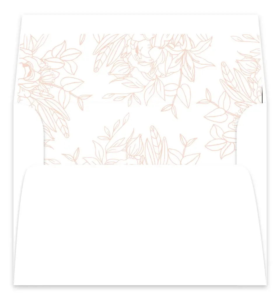 This is a  7.125" x 7" Envelope Liners (ELC) called Floral Outline printed in full color