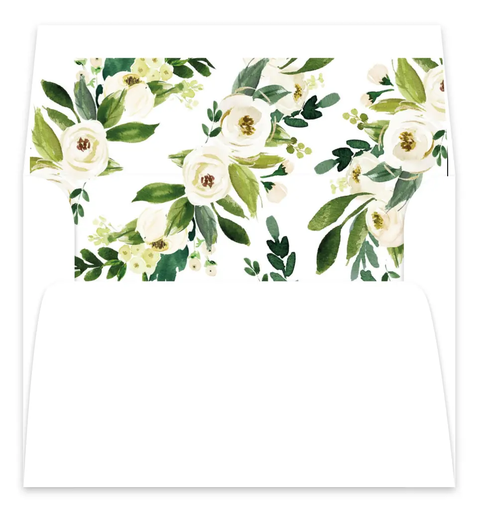 This is a  7.125" x 7" Envelope Liners (ELC) called Wedding Florals printed in full color