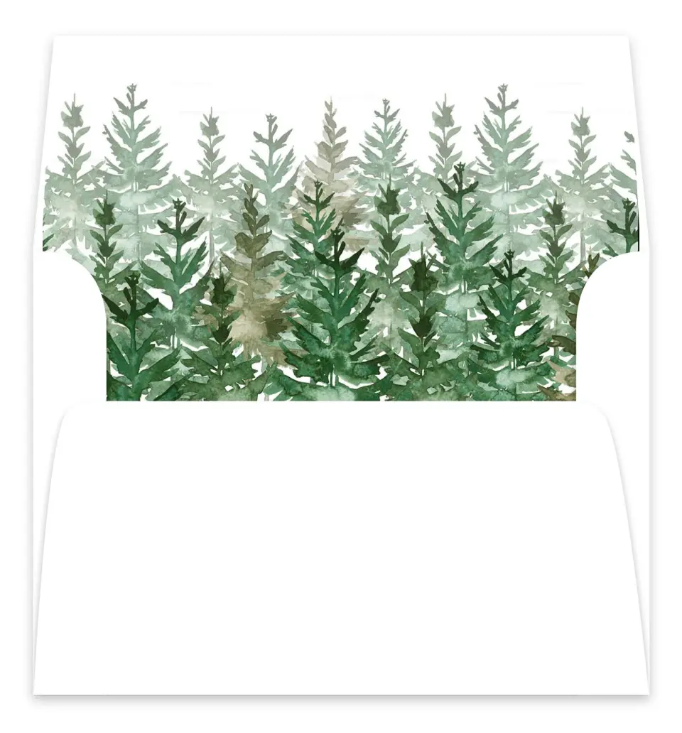 This is a  7.125" x 7" Envelope Liners (ELC) called Ethereal Evergreens printed in full color