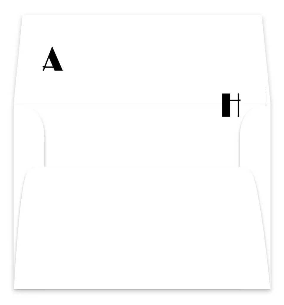 This is a  7.125" x 7" Envelope Liners (ELC) called Modern Initial printed in full color
