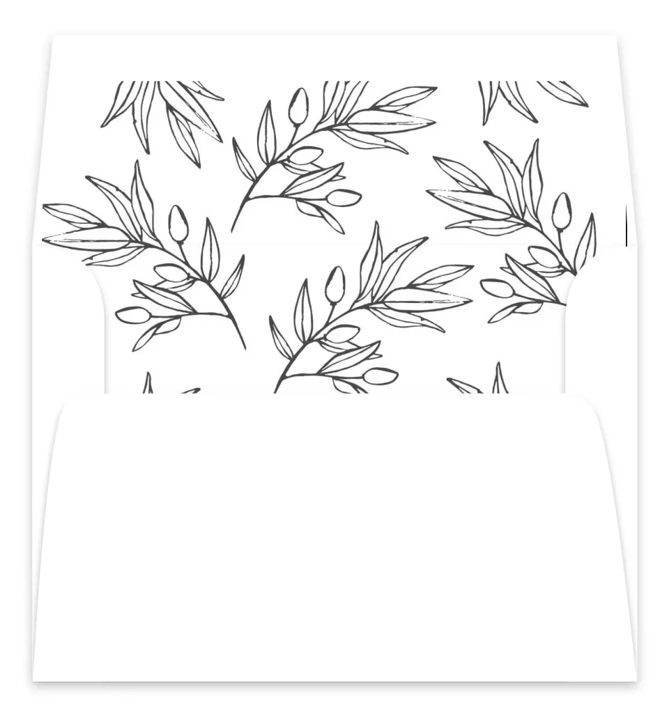 This is a  7.125" x 7" Envelope Liners (ELC) called Branch Sketch printed in full color