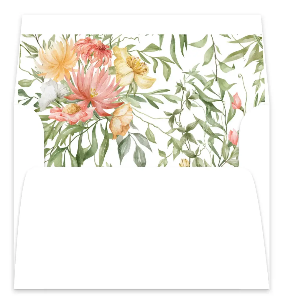 This is a  7.125" x 7" Envelope Liners (ELC) called Secluded Blooms printed in full color