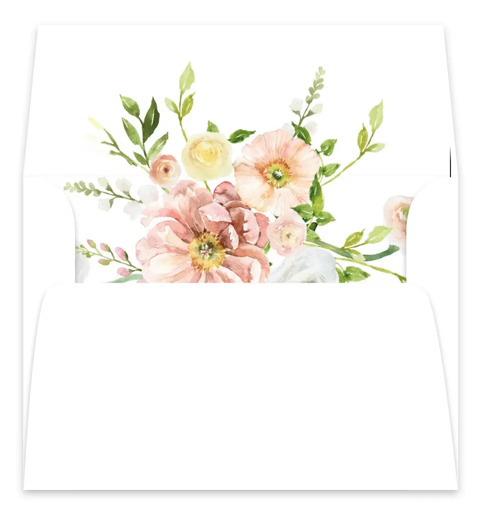 This is a Envelope Liners for 5 x 7 Card Bachelorette Party Accessorie called Pink Blossoms printed in full color