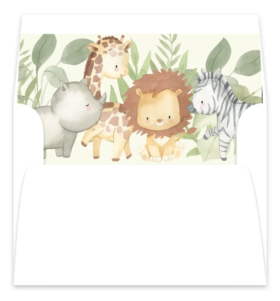 This is a Envelope Liners for 5 x 7 Card Bachelorette Party Accessorie called Sweet Safari printed in full color