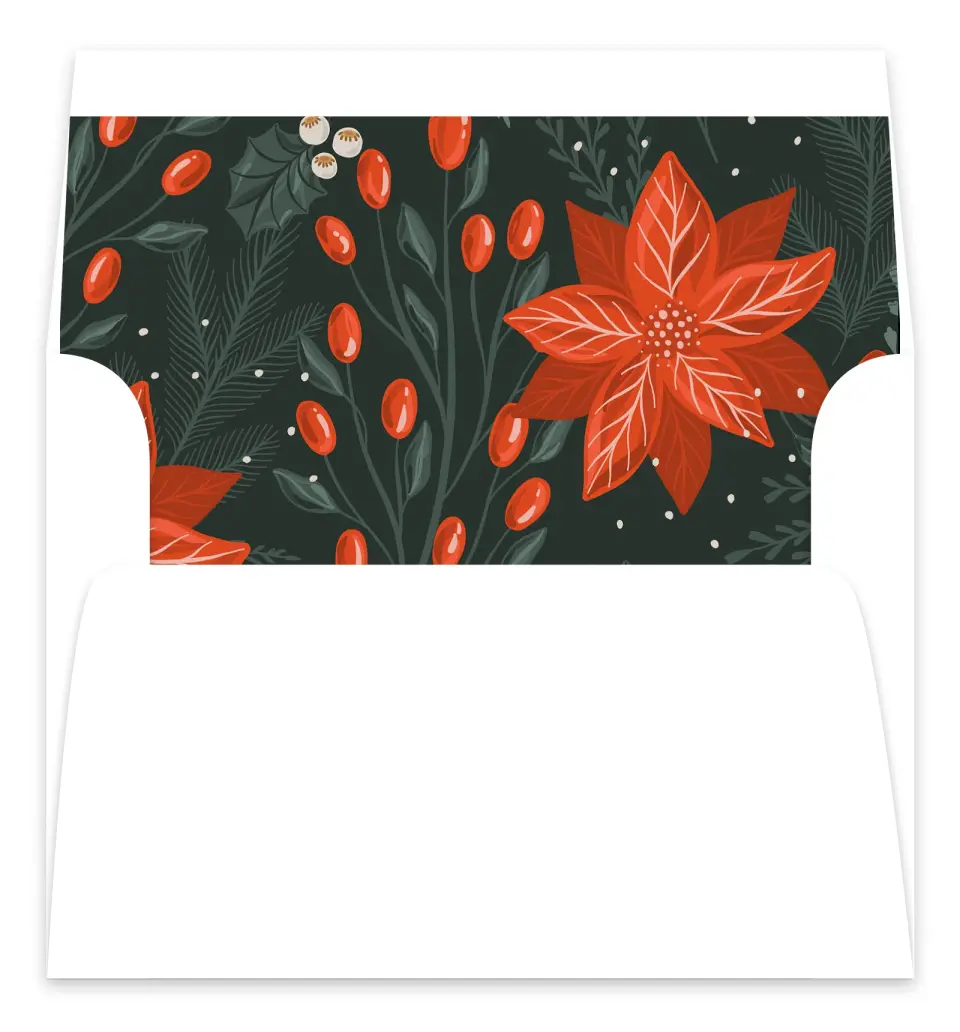 This is a Envelope Liners for 5 x 7 Card Envelope Liner called Poinsettia Pattern printed in full color