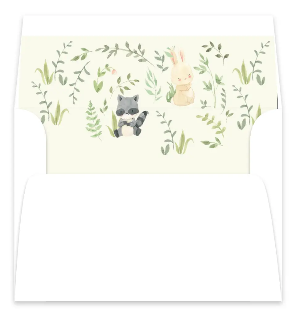 This is a Envelope Liners for 5 x 7 Card Bachelorette Party Accessorie called Forest Friends printed in full color