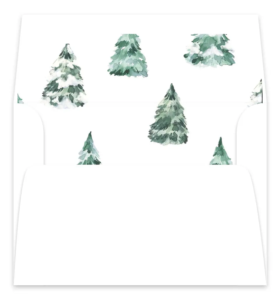 This is a Envelope Liners for 5 x 7 Card Envelope Liners for 5 x 7 Christmas Card called Frosted Forest printed in full color