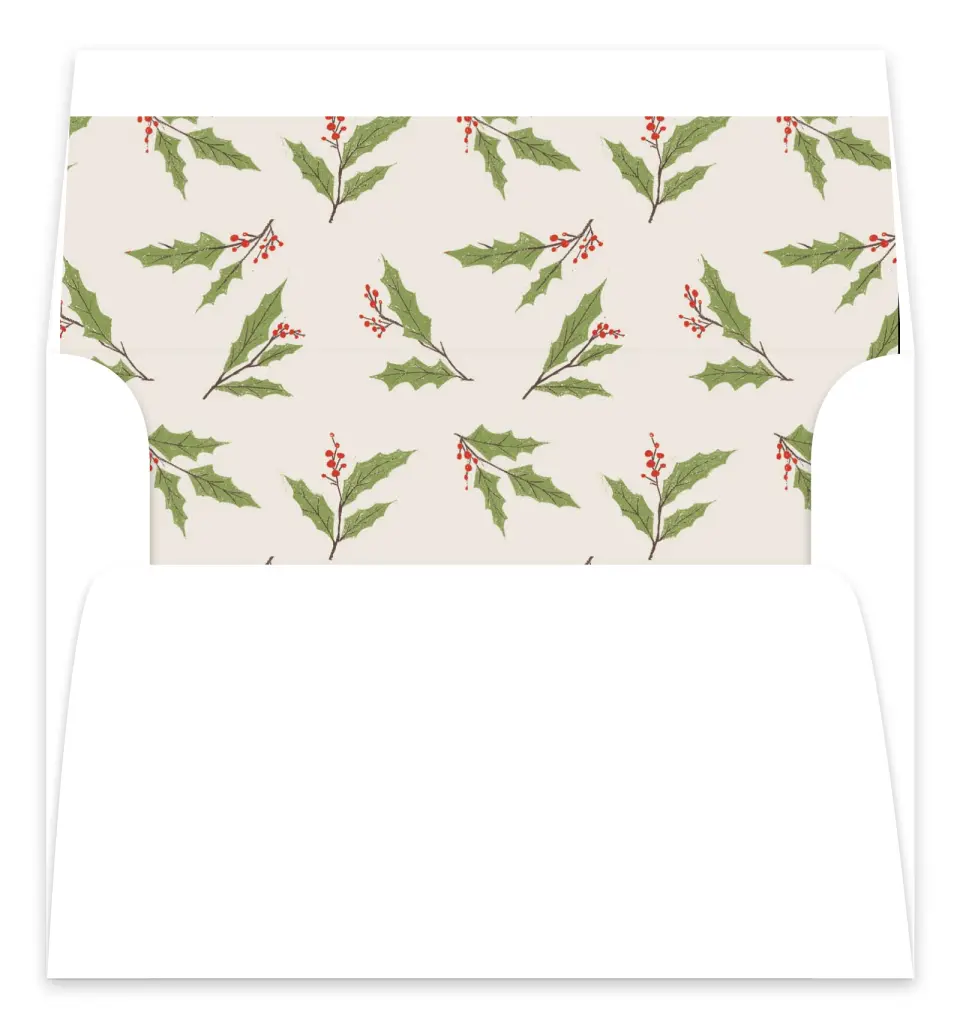 This is a Envelope Liners for 5 x 7 Card Envelope Liners for 5 x 7 Christmas Card called Joyful Vine printed in full color