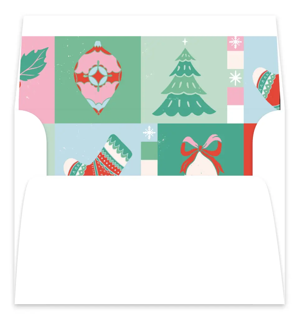This is a Envelope Liners for 5 x 7 Card Envelope Liners for 5 x 7 Christmas Card called Jolly Blocks printed in full color