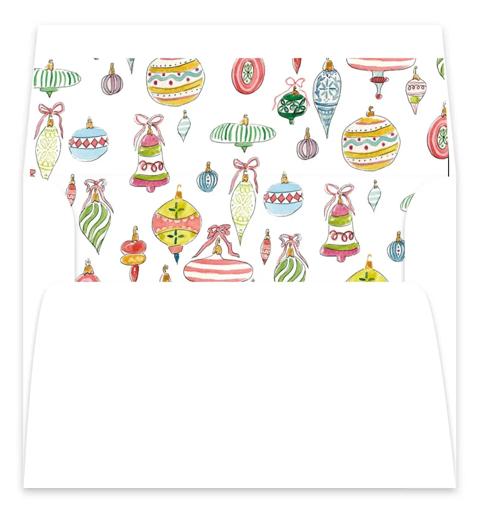 This is a Envelope Liners for 5 x 7 Card Envelope Liners for 5 x 7 Christmas Card called Ornamented Joy printed in full color