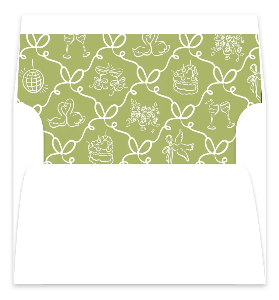This is a  7.125" x 7" Envelope Liners (ELC) called Wedding Whimsy printed in full color