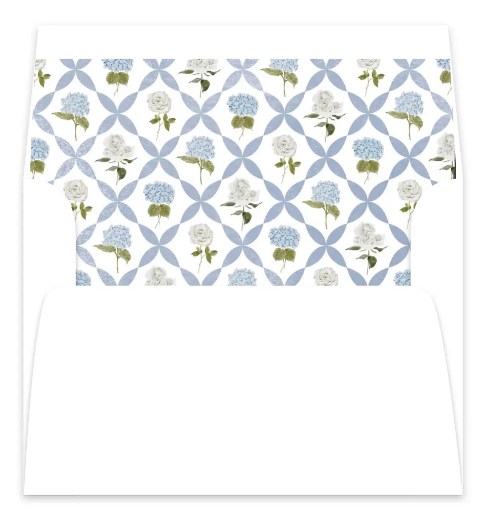 This is a  7.125" x 7" Envelope Liners (ELC) called Blue Blossoms printed in full color