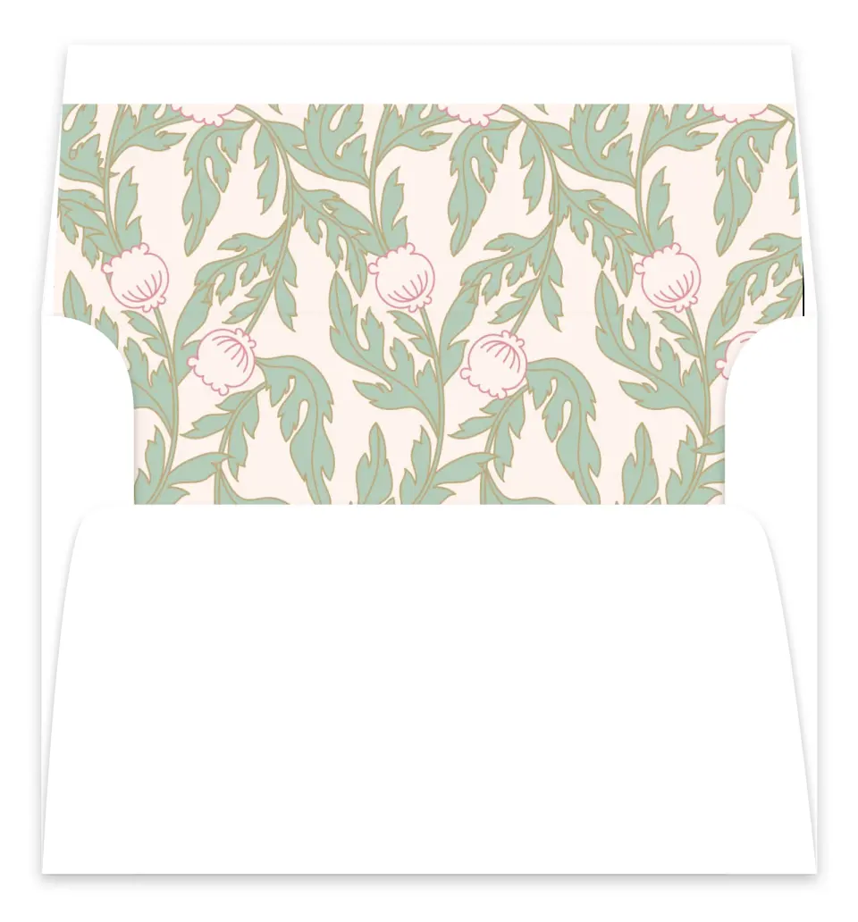This is a Envelope Liners for 5 x 7 Card Bachelorette Party Accessorie called Secret Meadow printed in full color