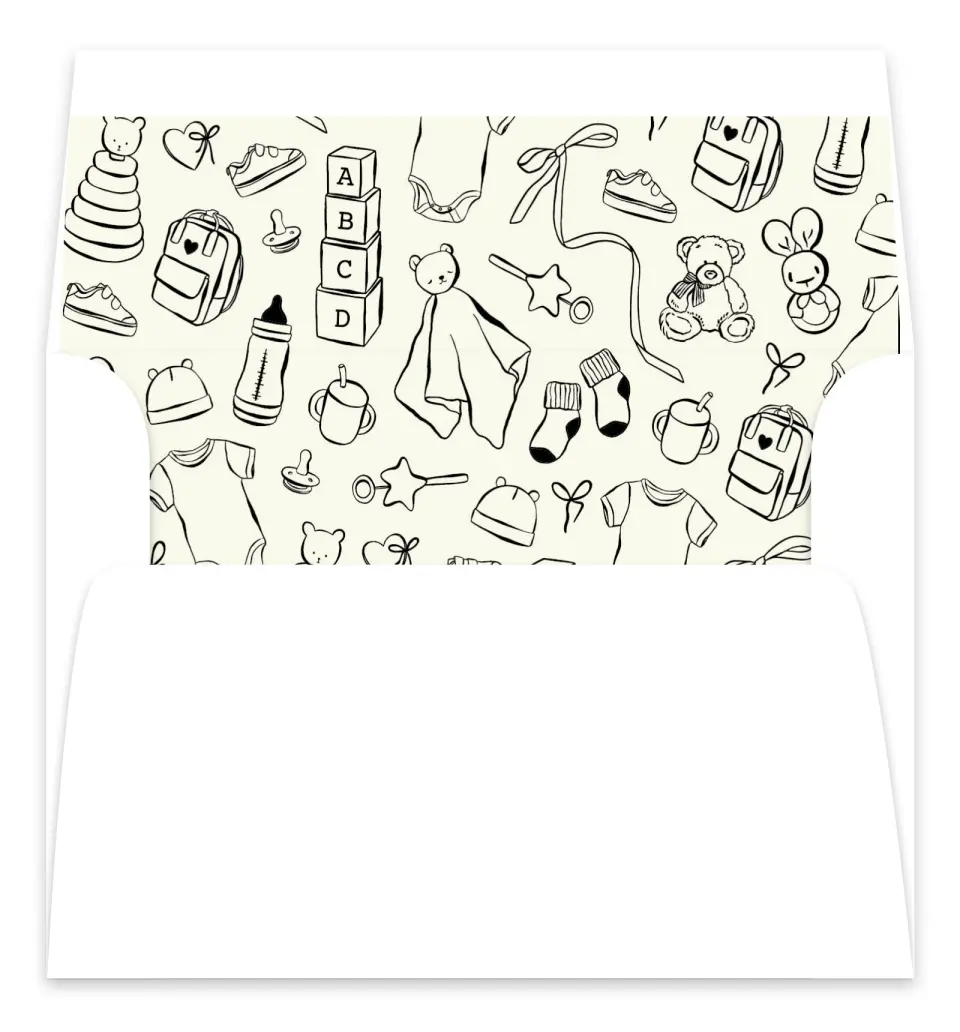 This is a Envelope Liners for 5 x 7 Card Bachelorette Party Accessorie called Darling Doodle printed in full color