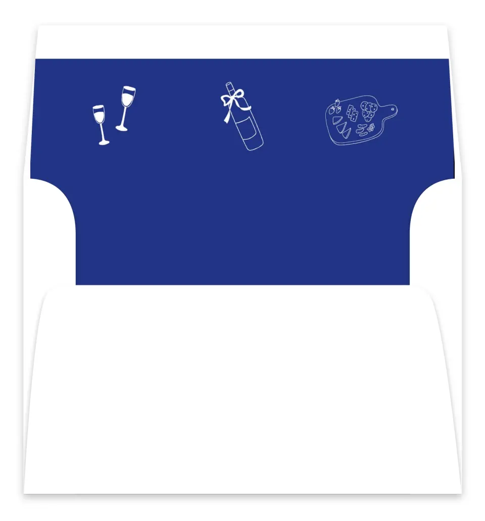 This is a Envelope Liners for 5 x 7 Card Bachelorette Party Accessorie called Wine & Boards printed in full color