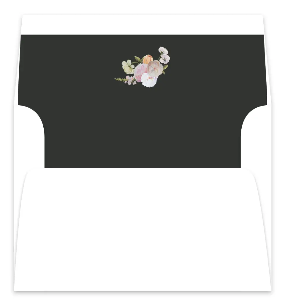 This is a Envelope Liners for 5 x 7 Card Bachelorette Party Accessorie called Floral Feels printed in full color