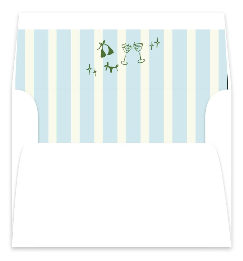 This is a Envelope Liners for 5 x 7 Card Bachelorette Party Accessorie called Bikinis & Martinis printed in full color