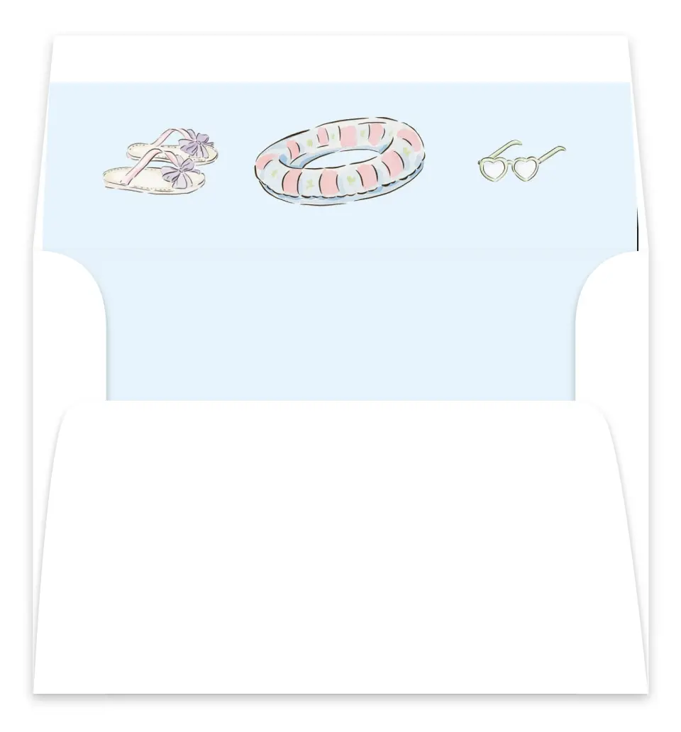 This is a Envelope Liners for 5 x 7 Card Bachelorette Party Accessorie called Pool Bach printed in full color